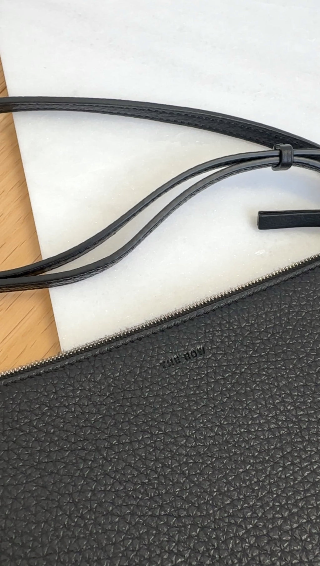 The Row Black Grained Leather Nu Twin Crossbody Bag