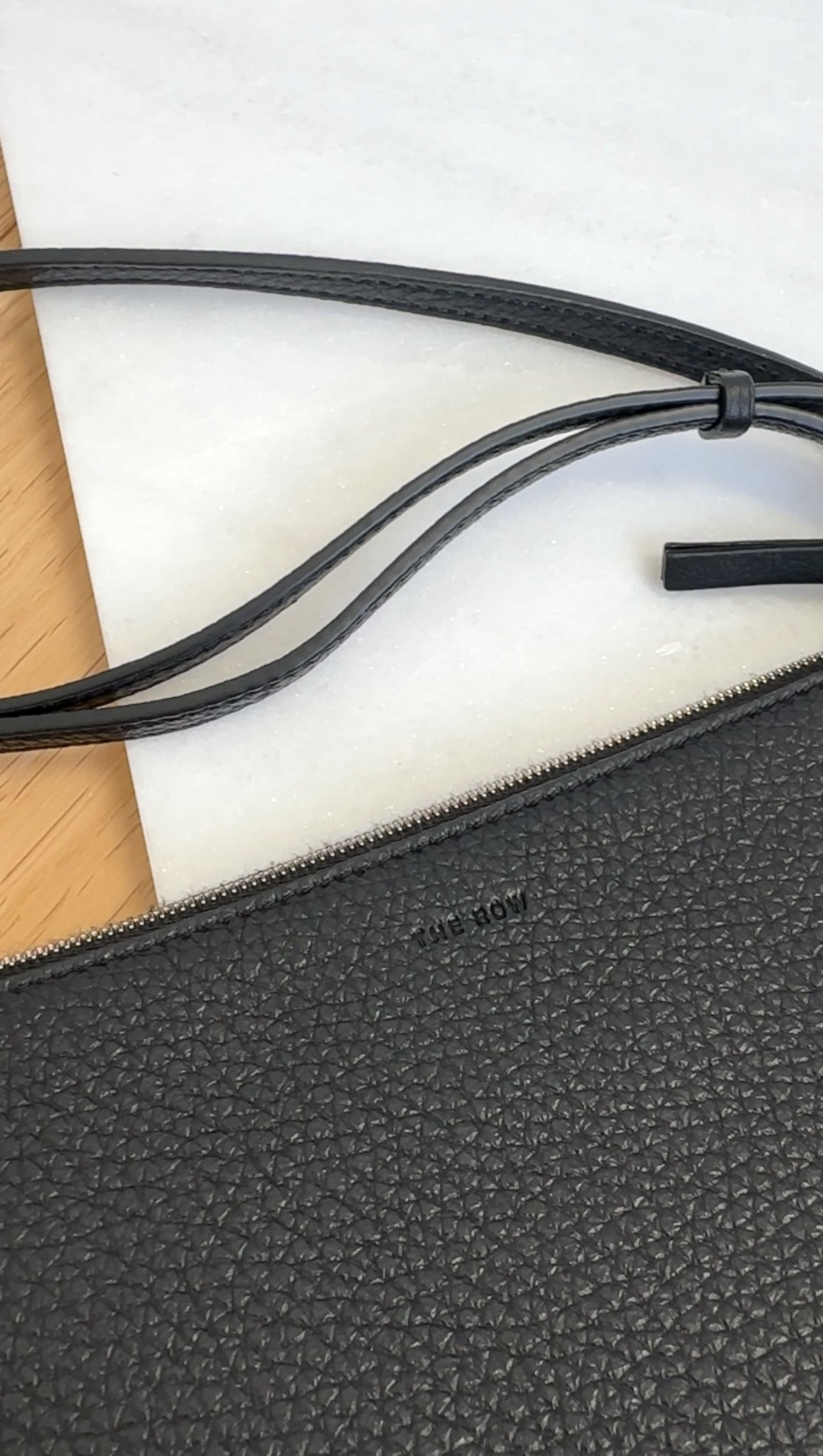 The Row Black Grained Leather Nu Twin Crossbody Bag