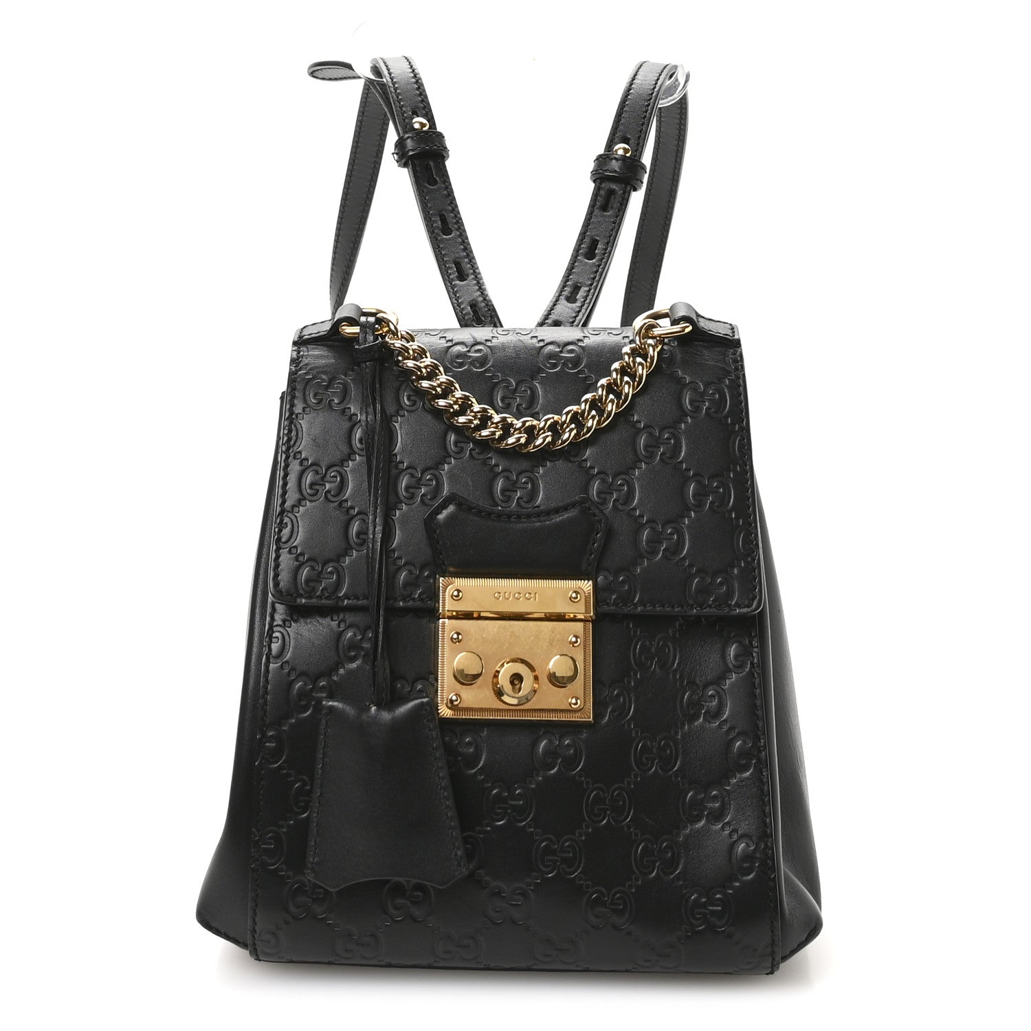 Guccissima Signature Padlock Backpack Black
