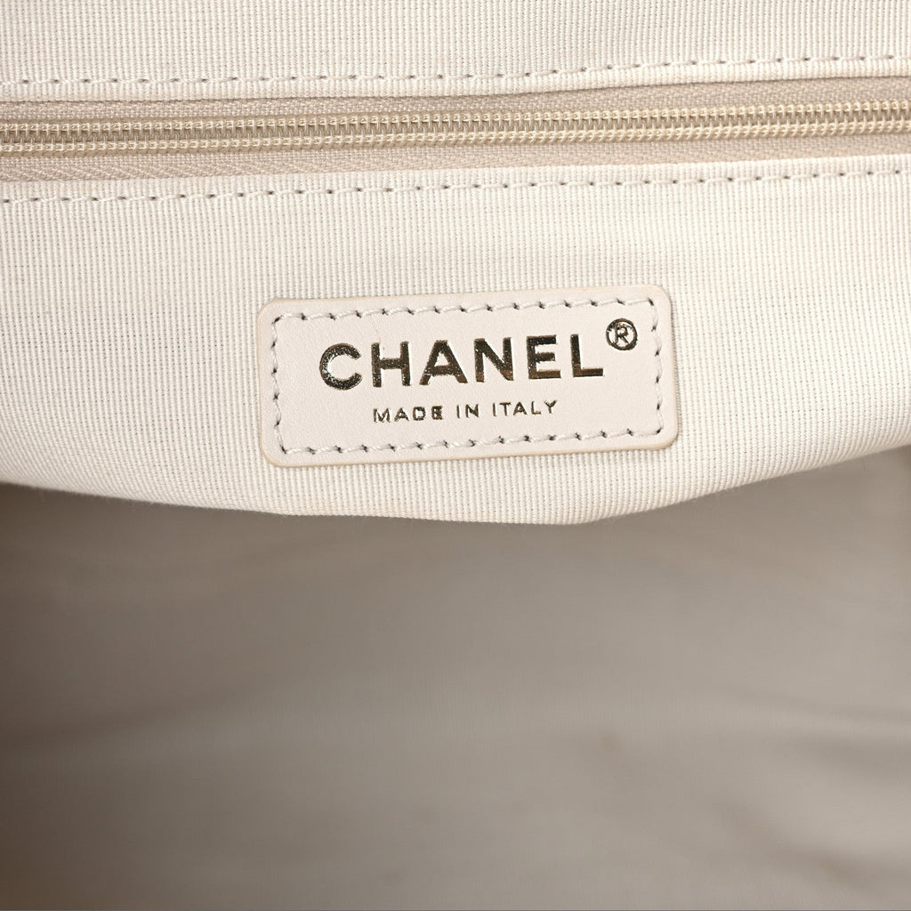 Calfskin Stitched Shopping Bag White