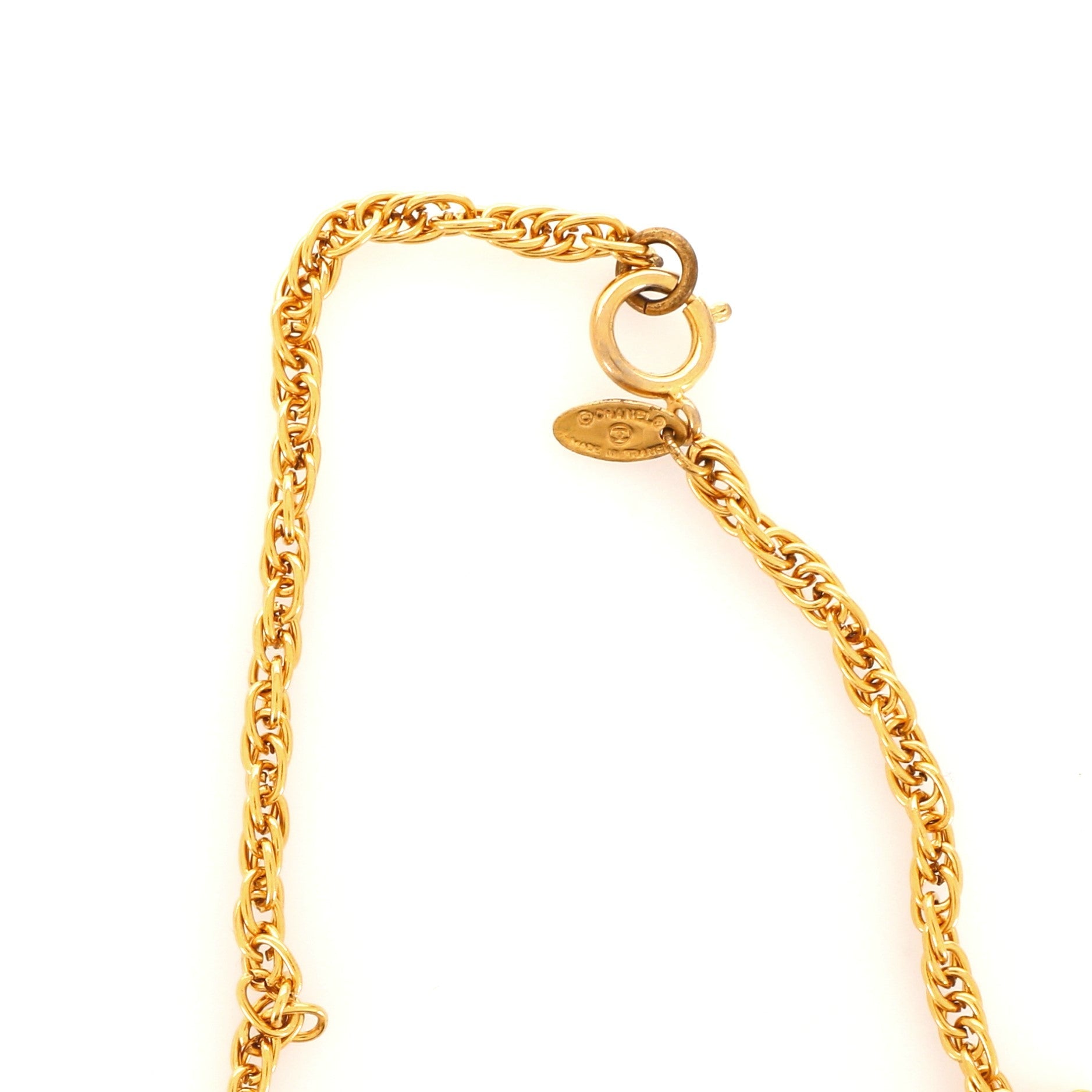 Vintage CC Round Pendant Choker Metal Necklace