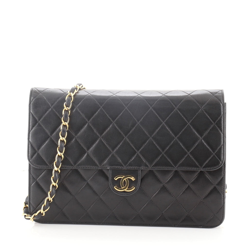 Vintage Clutch with Chain Quilted Leather Small