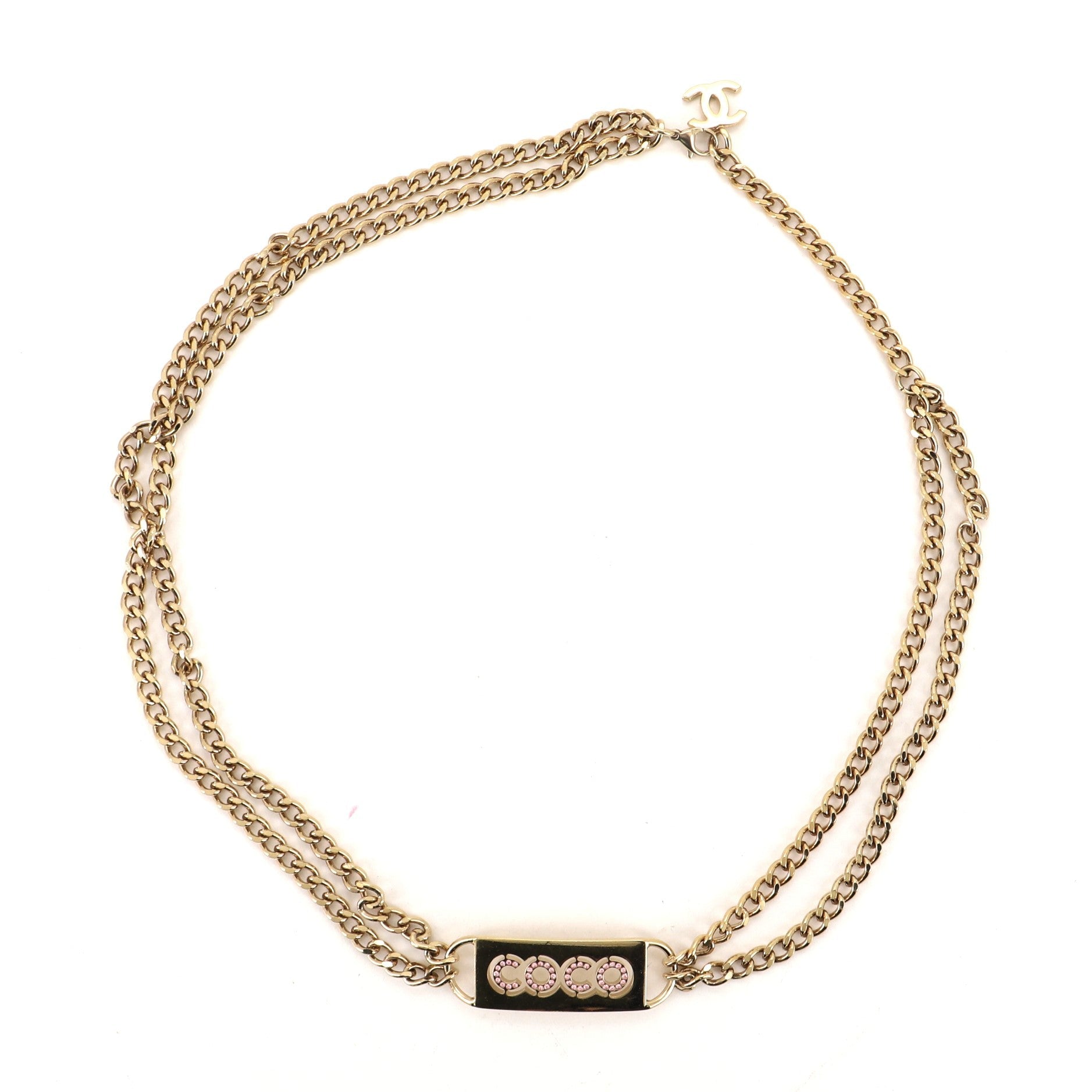 Coco Double Chain Belt Metal with Crystal 80