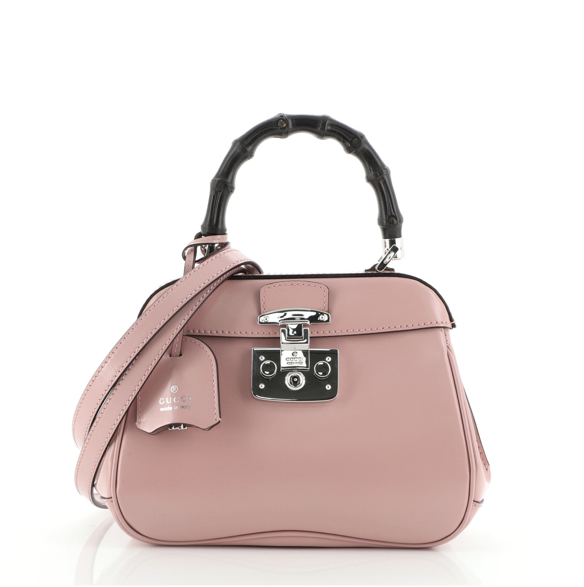 Lady Lock Bamboo Top Handle Bag Leather Mini