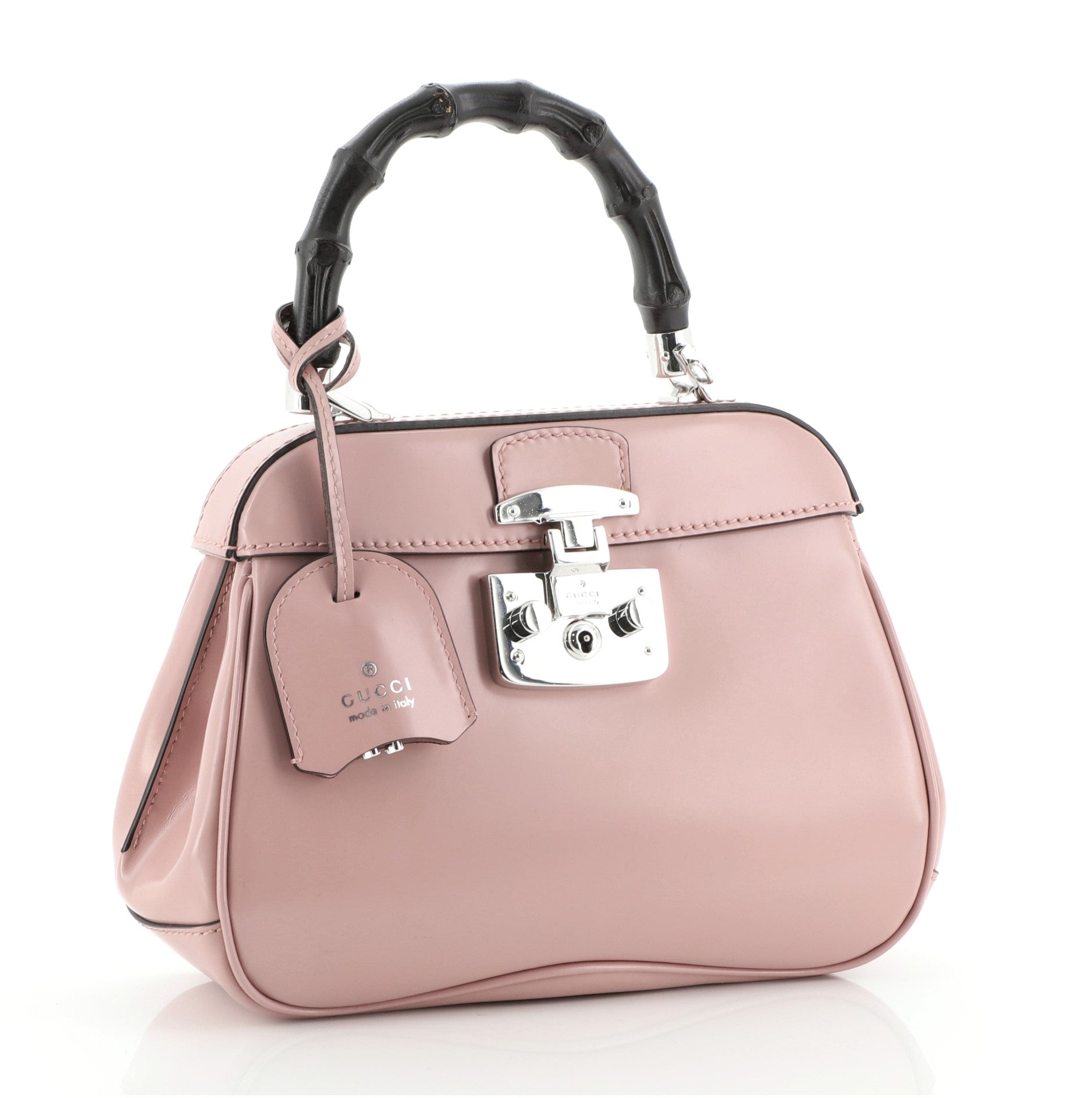 Lady Lock Bamboo Top Handle Bag Leather Mini