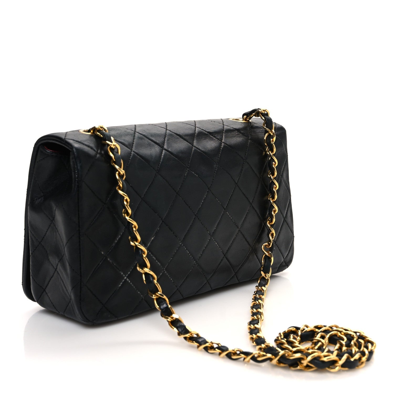 Lambskin Quilted Small Single Flap Black