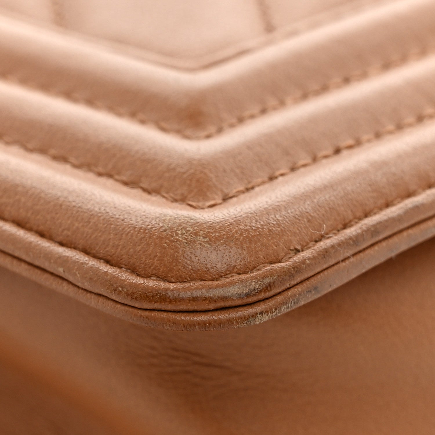 Calfskin Chevron Quilted Small Boy Flap Dark Beige