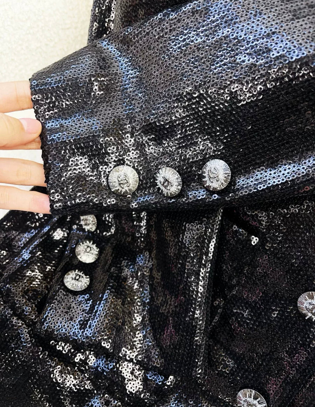 Chanel 24S black sequined jacket size 38