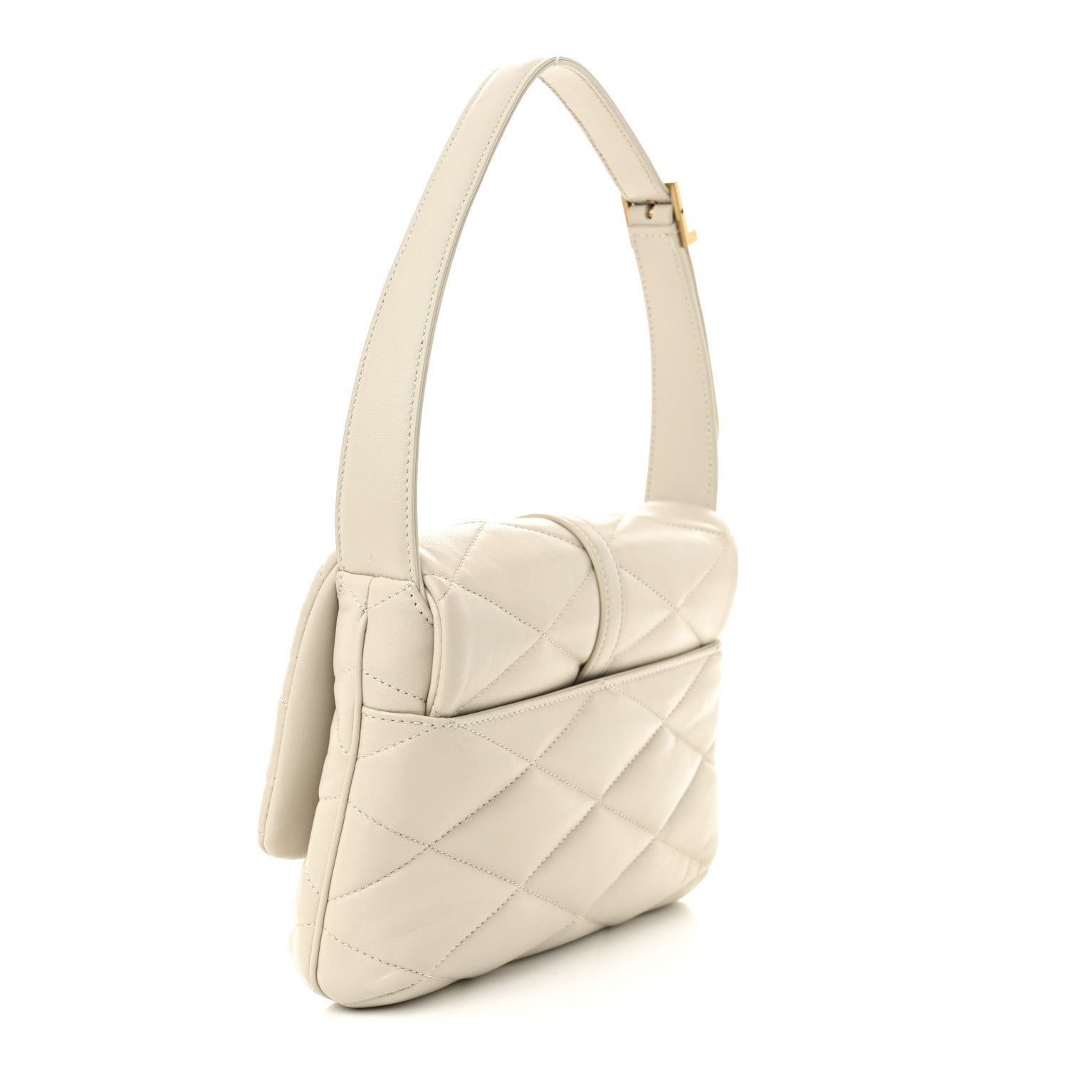 Lambskin Quilted Le 57 Diamond Shoulder Bag Crema Soft