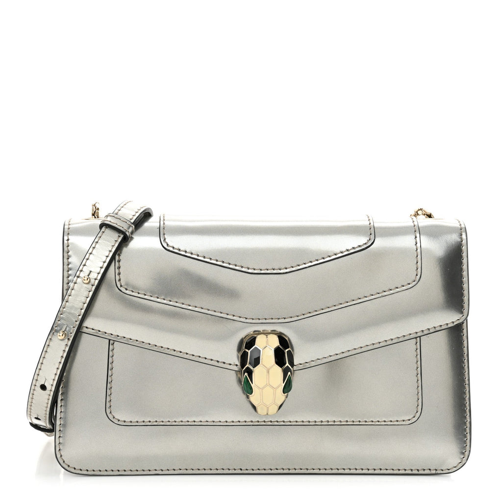 Metallic Serpenti Forever Small Shoulder Bag Silver