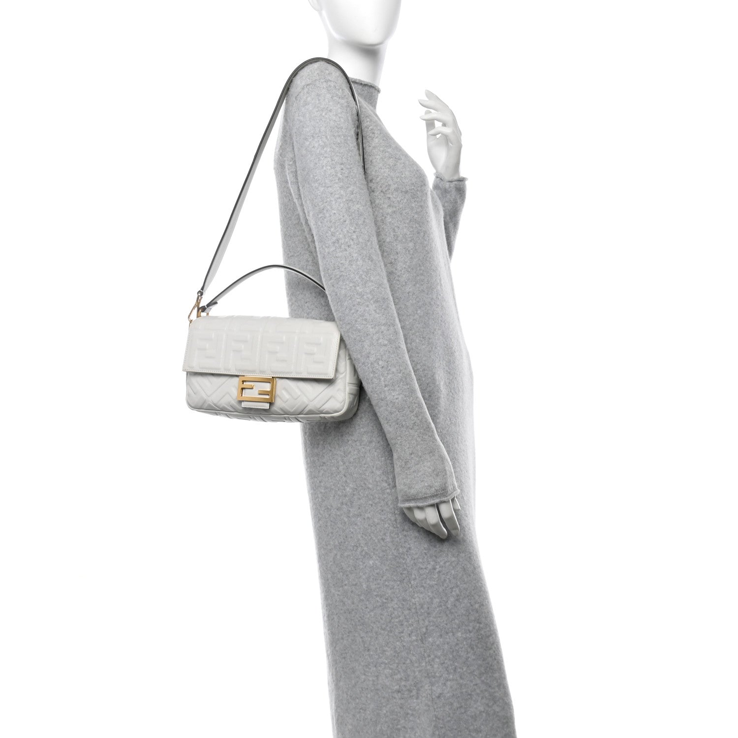 Nappa FF 1974 Embossed Baguette White