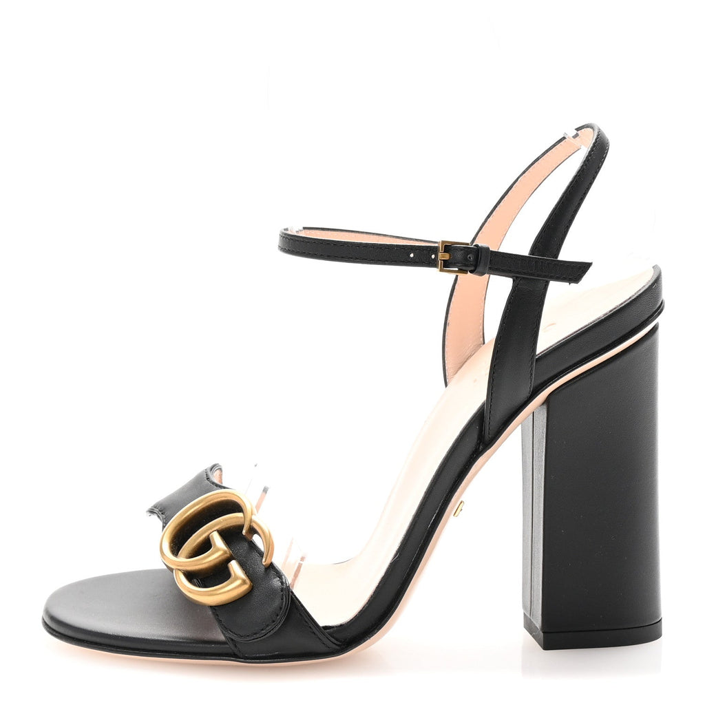 Lifford Calfskin GG Marmont Ankle Wrap 105mm Sandals 35 Black