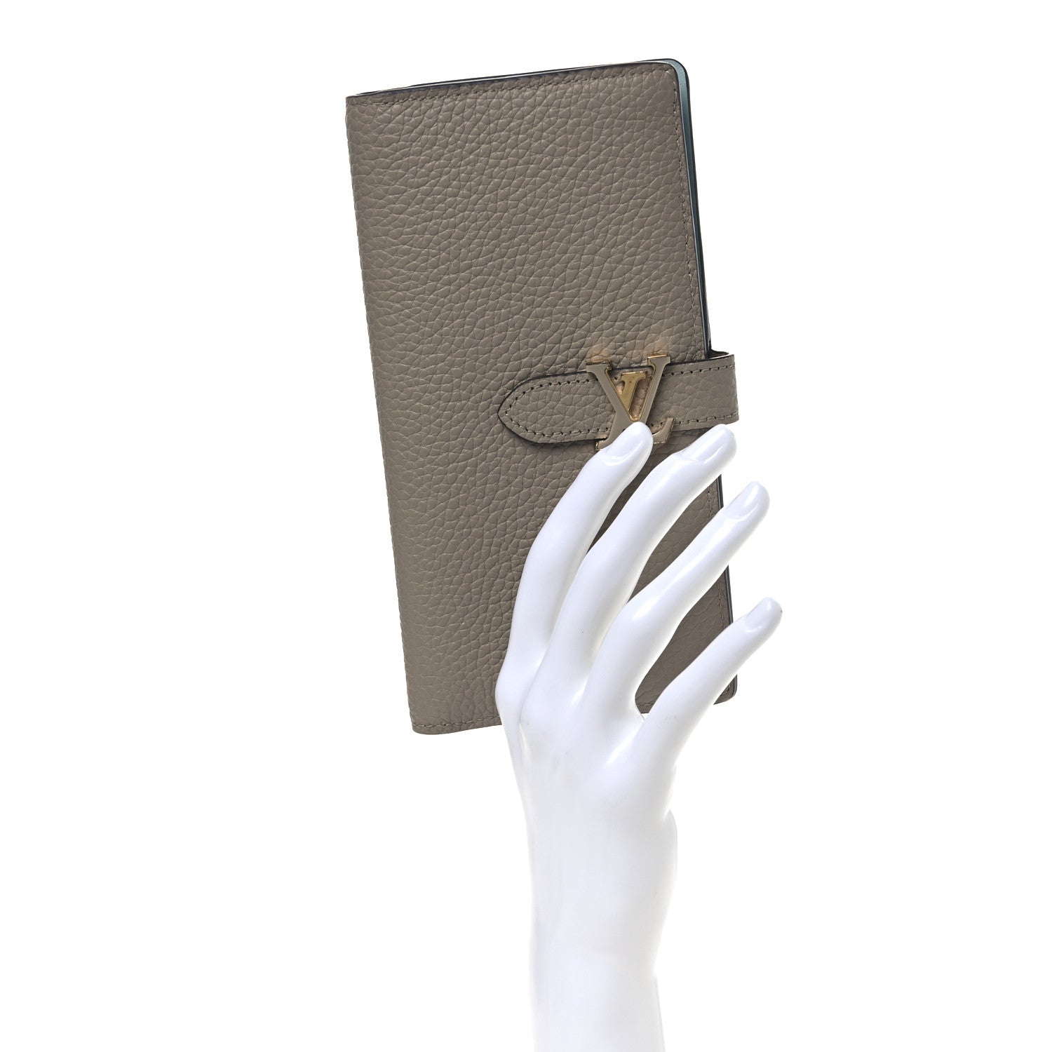 Taurillon LV Vertical Capucines Wallet Galet Aquamarine