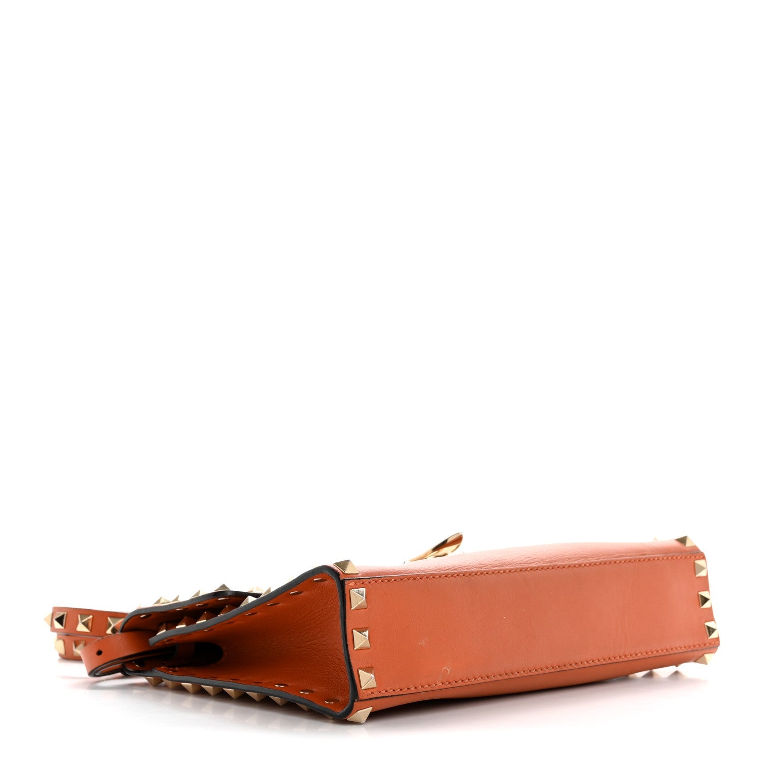Calfskin Medium Rockstud Flip Lock Crossbody Bag Orange