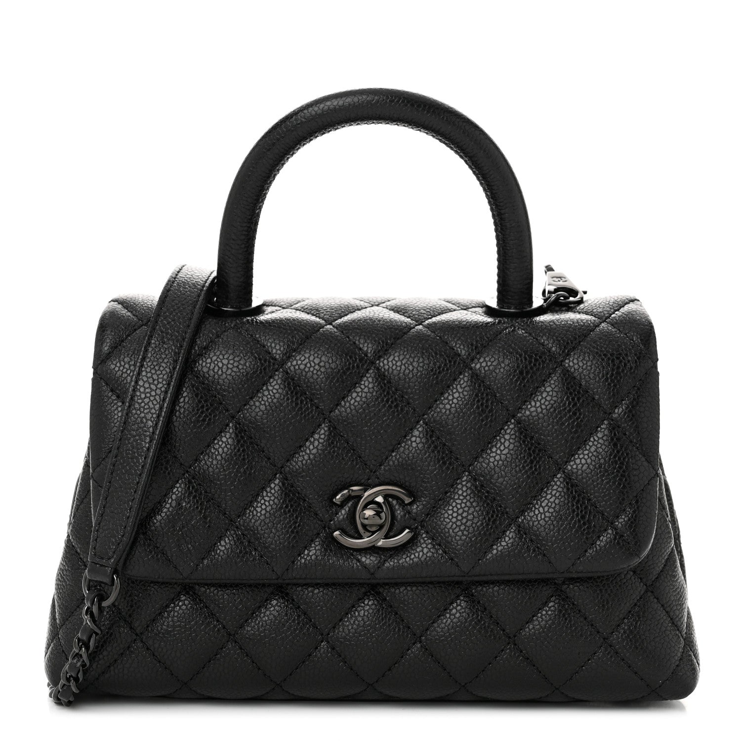 Caviar Quilted Mini Coco Handle Flap So Black