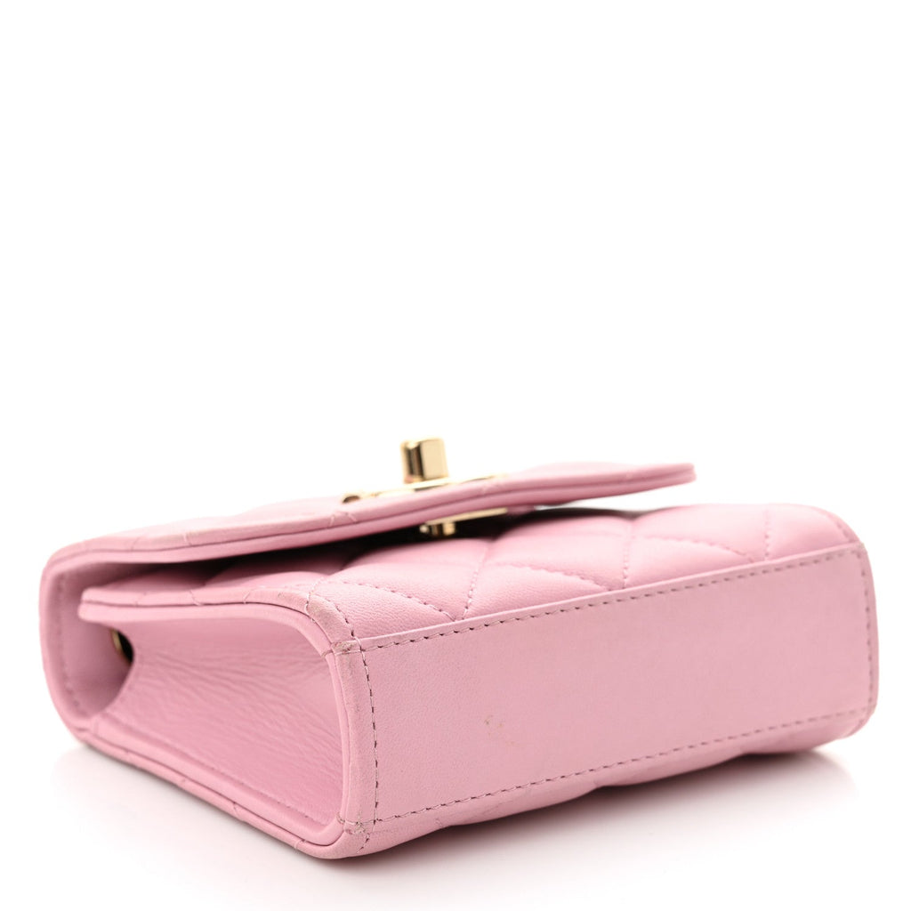Lambskin Quilted Mini Trendy CC Clutch With Chain Light Pink