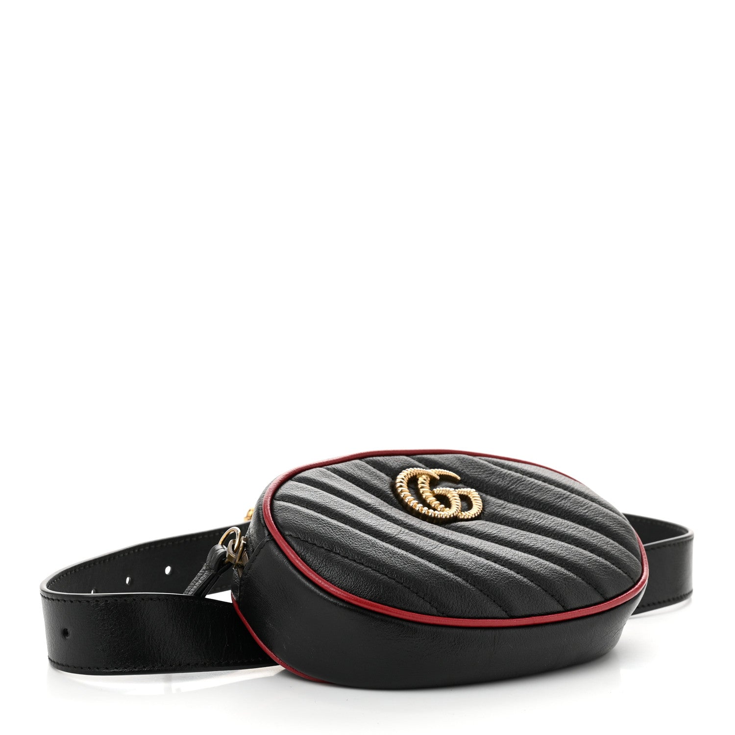 Azalea Calfskin Matelasse Diagonal Torchon GG Marmont Belt Bag 75 30 Black Romantic Cerise