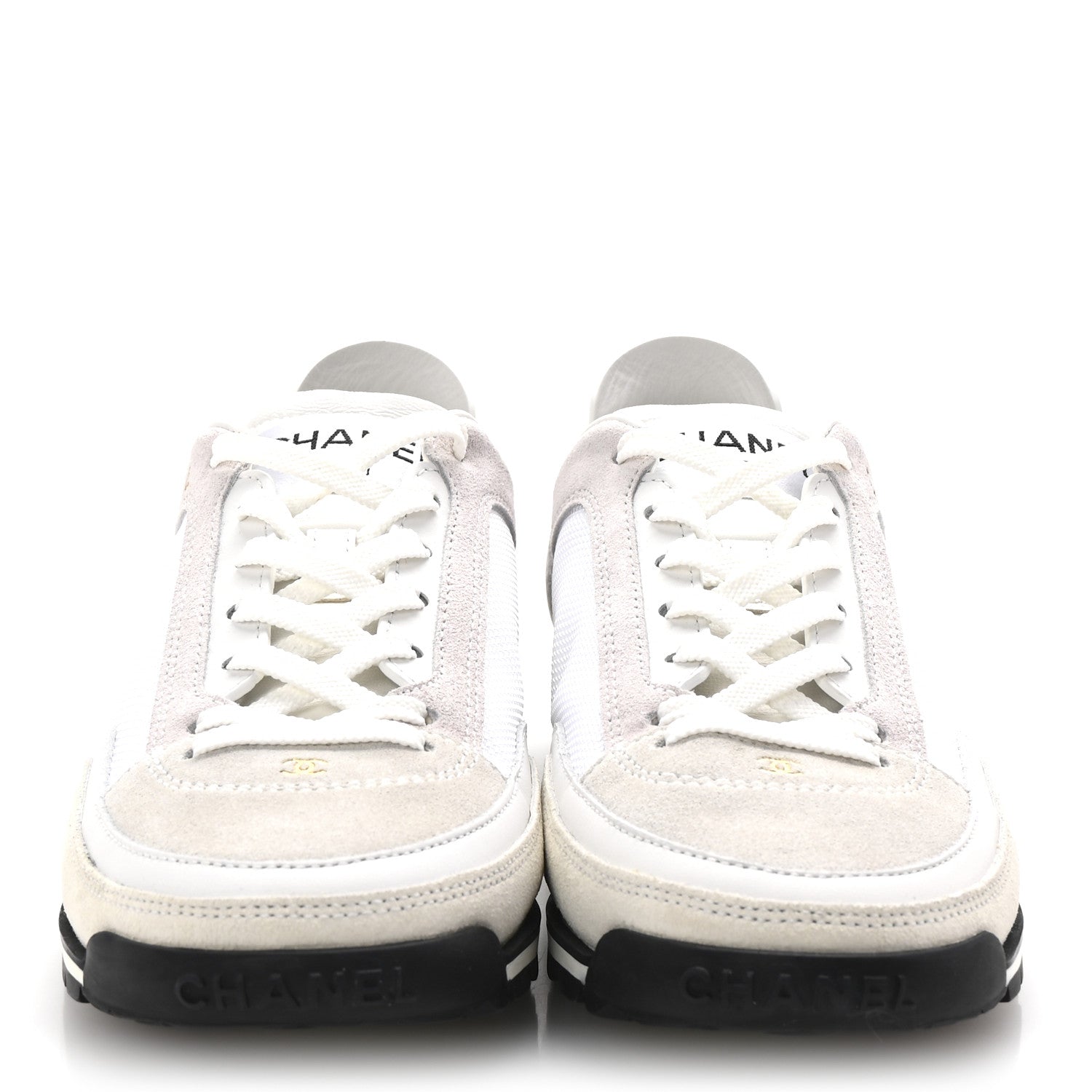 Suede Calfskin Fabric CC Sneakers 36 Light Pink White