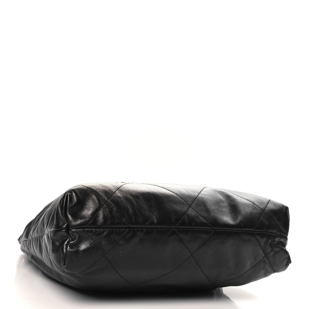Shiny Calfskin Quilted Small Chanel 22 Black