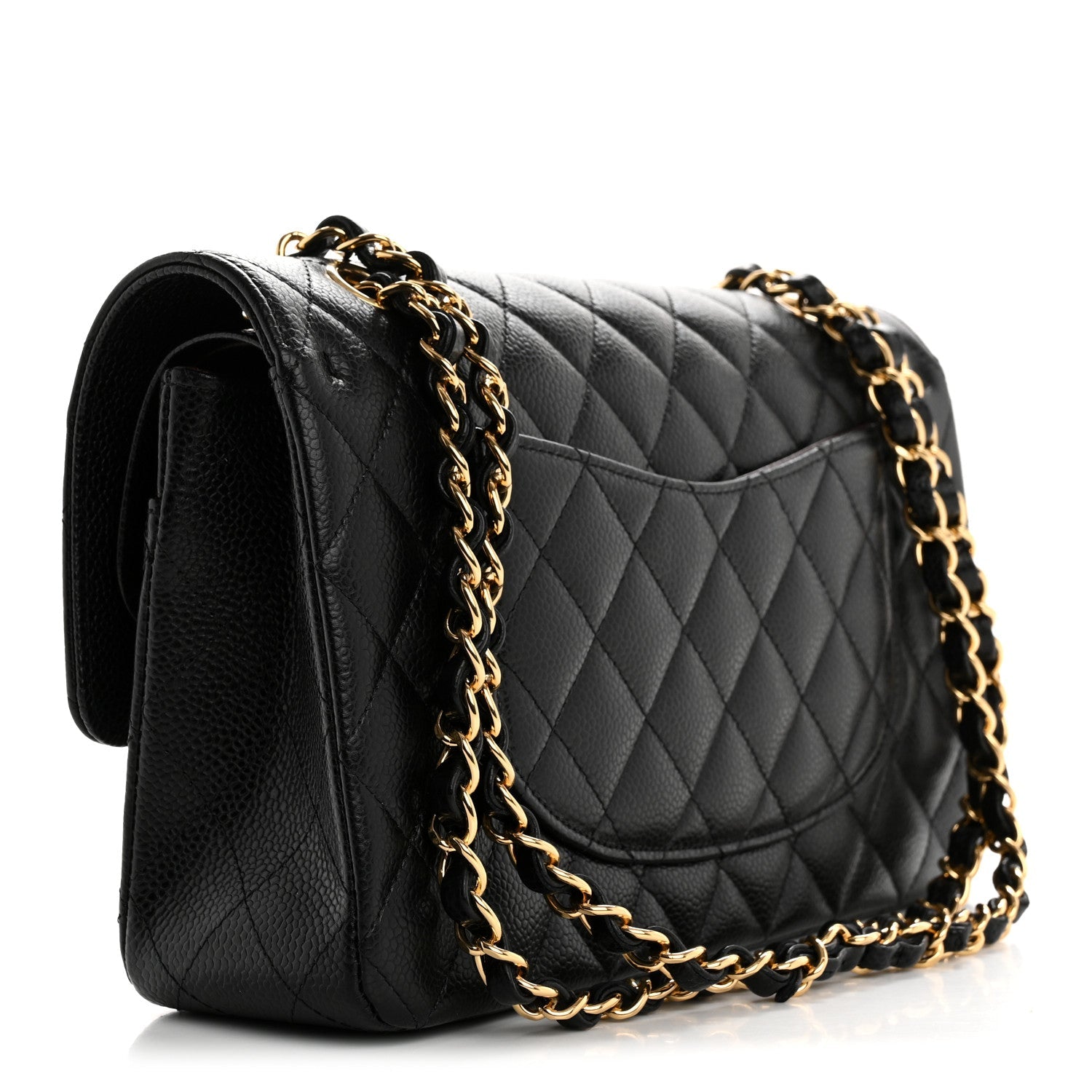 Caviar Quilted Medium Double Flap Black