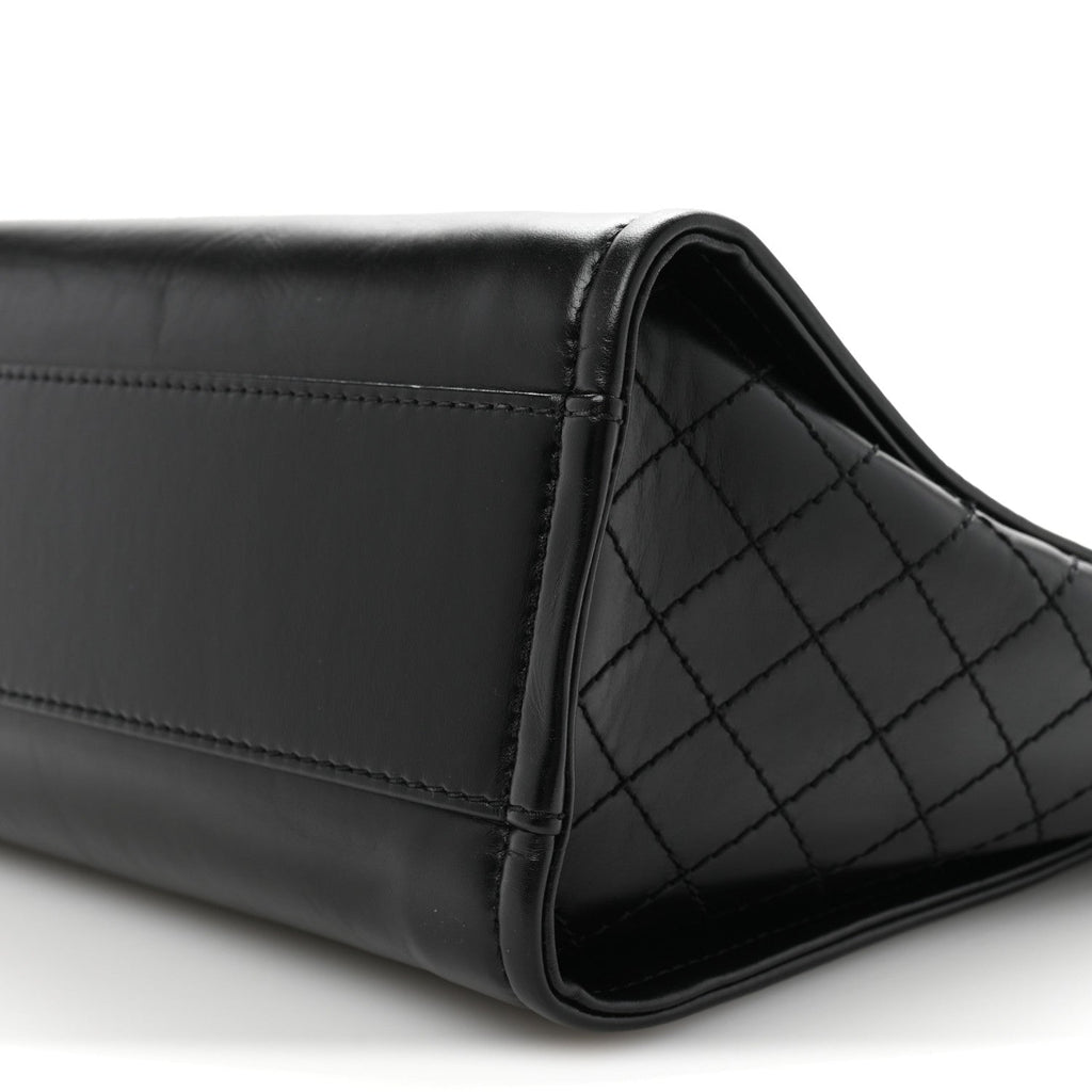 Aged Calfskin Small Charms Deauville Tote Black