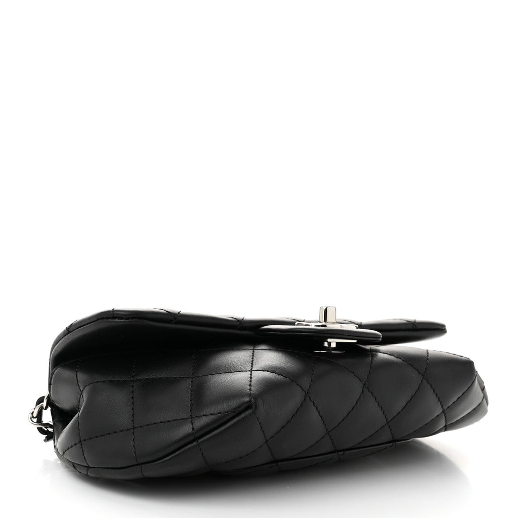 Calfskin Quilted CC Uniform Flap Belt Bag Black