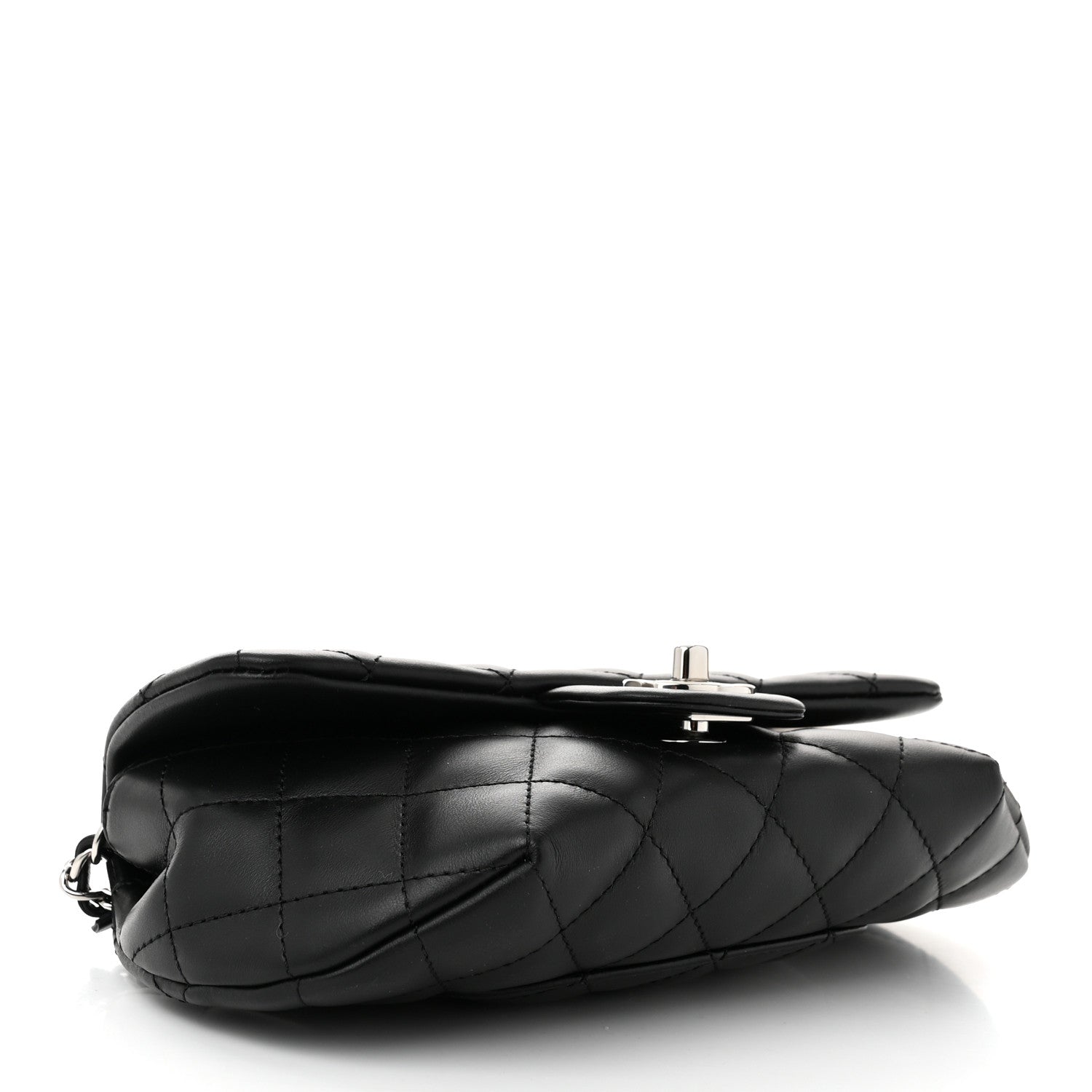 Calfskin Quilted CC Uniform Flap Belt Bag Black