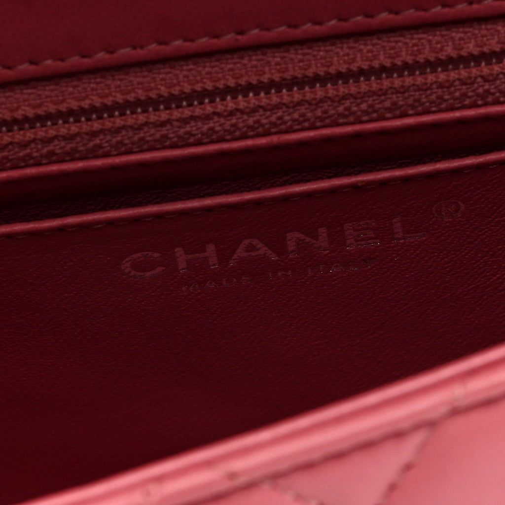 Lambskin Quilted Mini Square Flap Pink