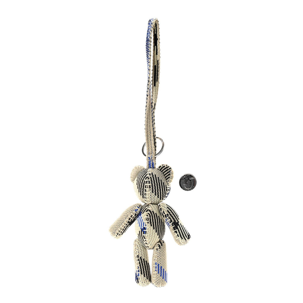 Knitted Check Thomas Teddy Bear Keychain Charm Lichen