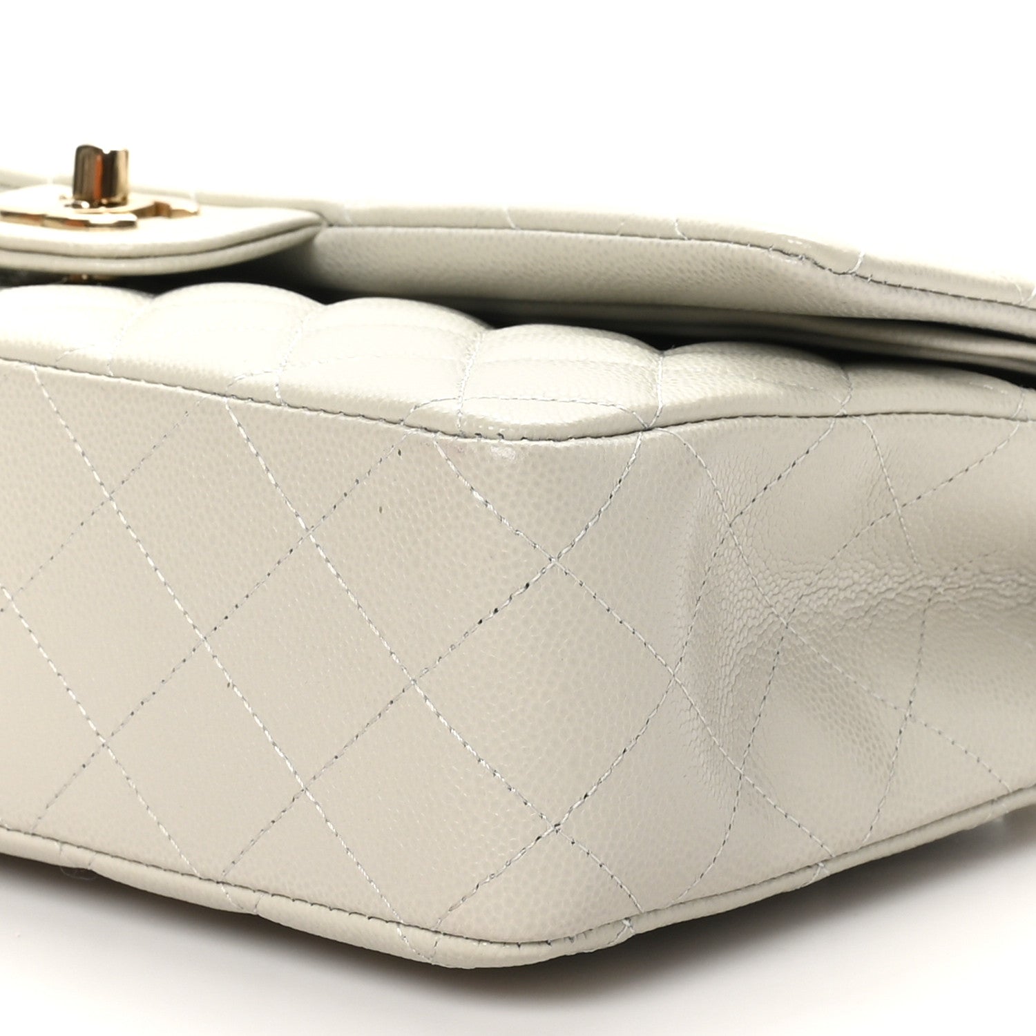 Caviar Quilted Medium Double Flap Grey