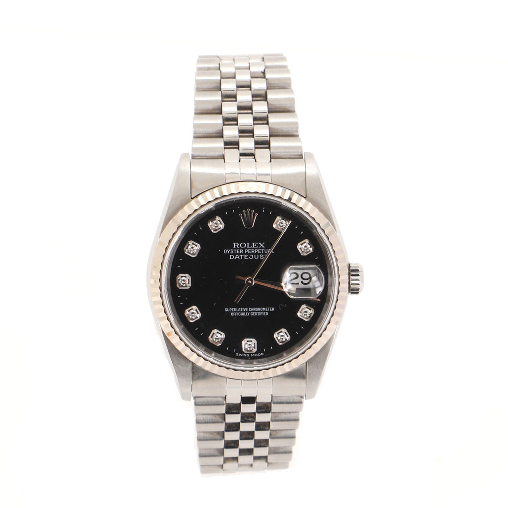 Oyster Perpetual Datejust Automatic Watch Stainless Steel and White Gold with Diamond Markers 36