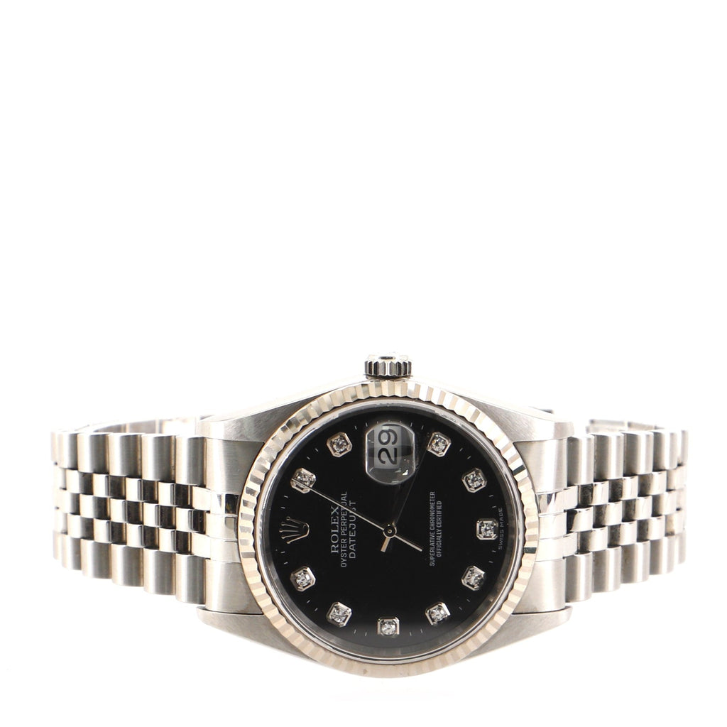 Oyster Perpetual Datejust Automatic Watch Stainless Steel and White Gold with Diamond Markers 36