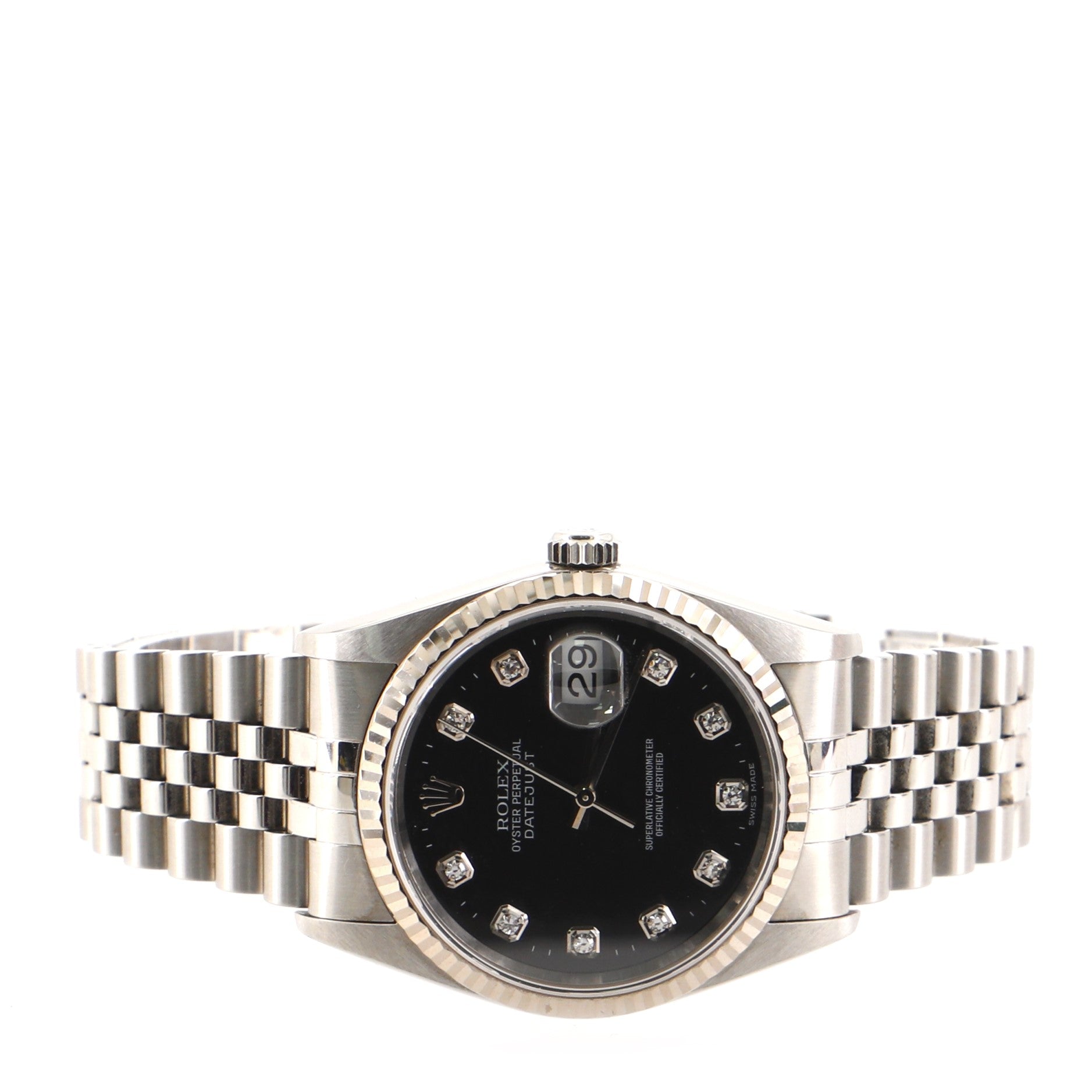 Oyster Perpetual Datejust Automatic Watch Stainless Steel and White Gold with Diamond Markers 36