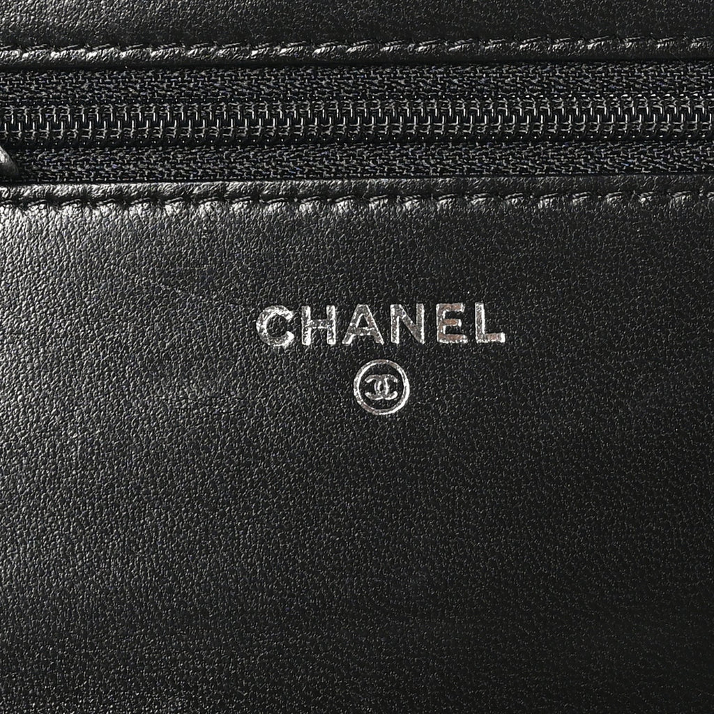 Lambskin Quilted Boy Wallet On Chain WOC Black