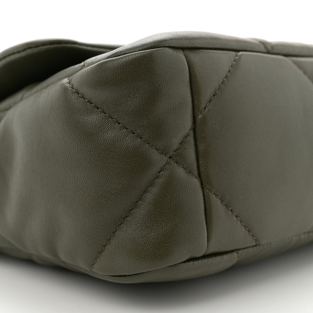 Lambskin Quilted Medium Chanel 19 Flap Khaki