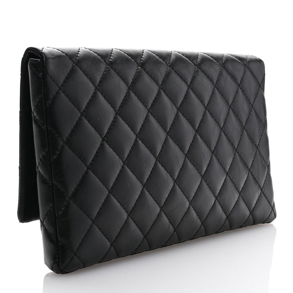 Aged Calfskin Quilted Reissue 2.55 Clutch Black