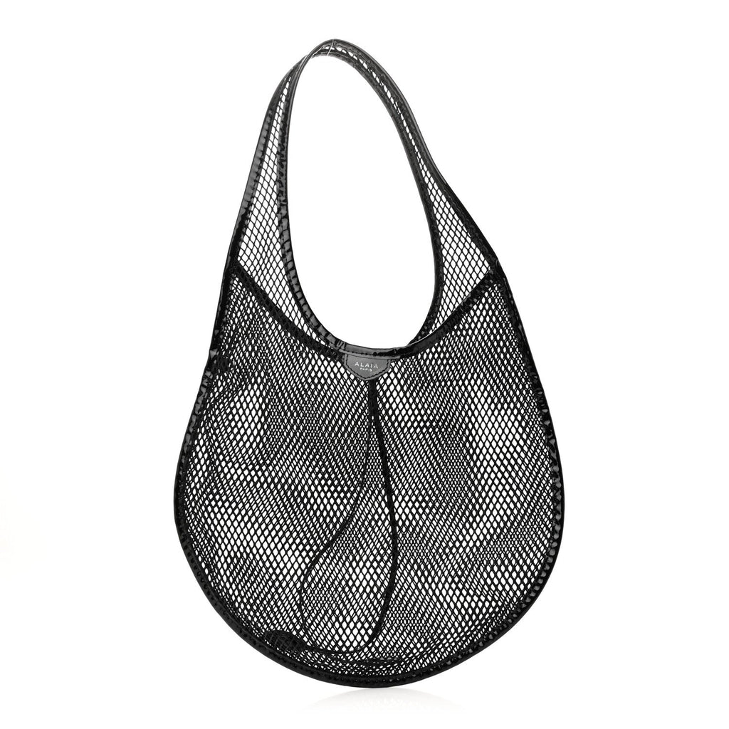 Fishnet Patent Calfskin Medium One Piece Bag Black