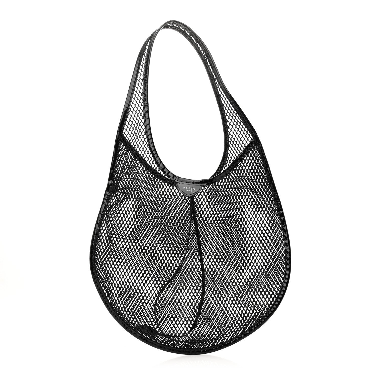 Fishnet Patent Calfskin Medium One Piece Bag Black
