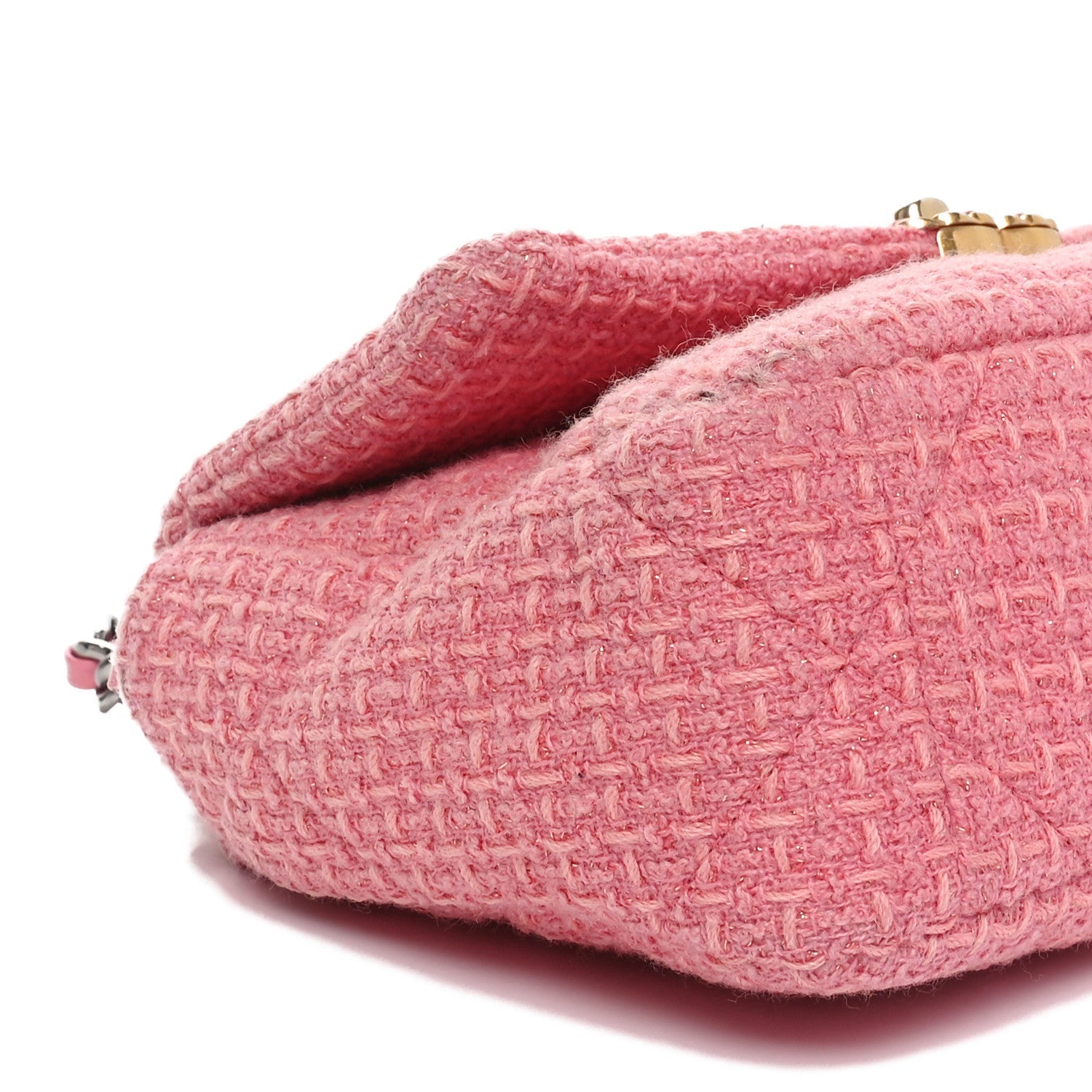 Metallic Tweed Quilted Medium Chanel 19 Flap Pink