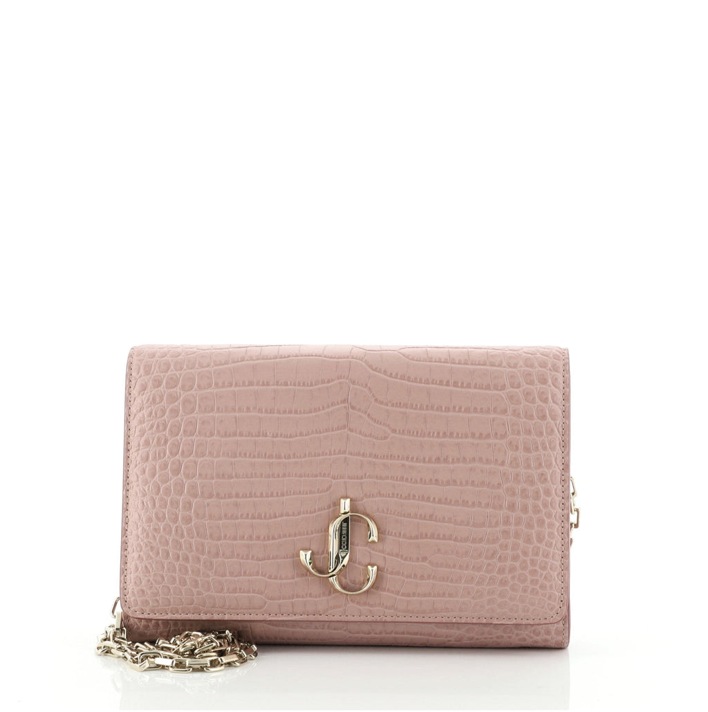 Varenne Chain Clutch Crocodile Embossed Leather