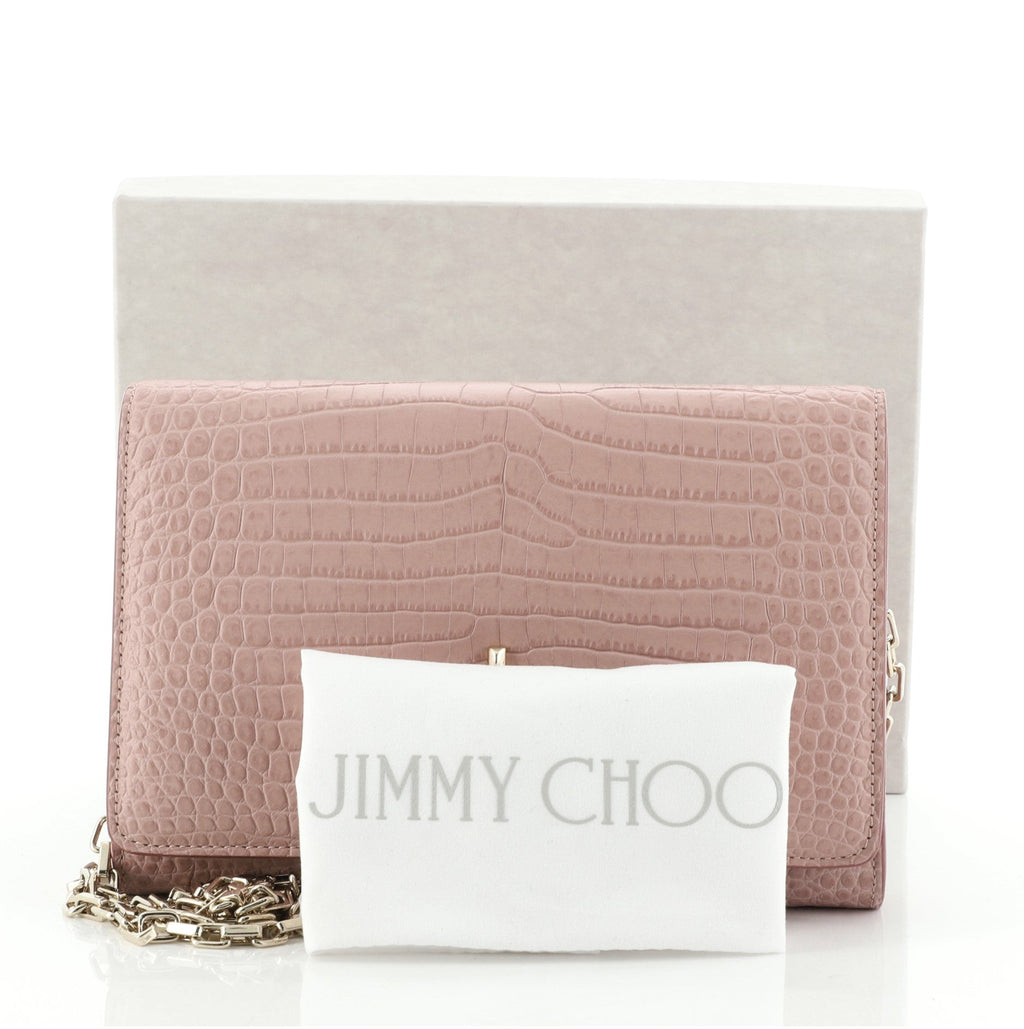 Varenne Chain Clutch Crocodile Embossed Leather