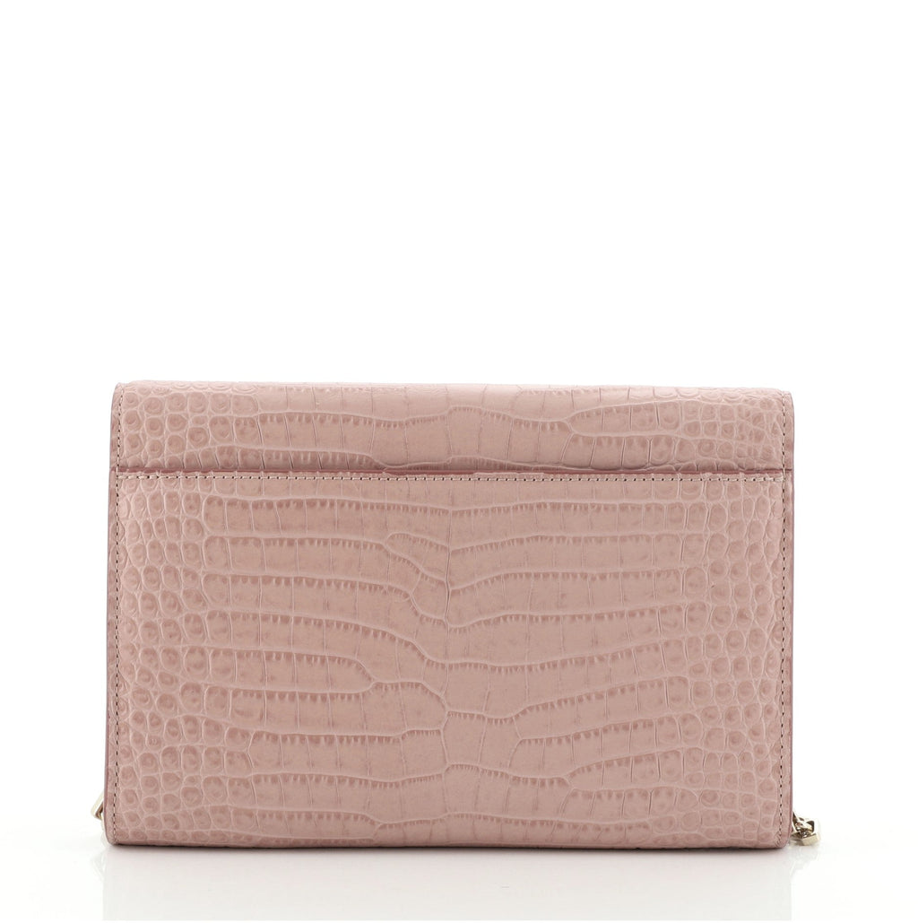 Varenne Chain Clutch Crocodile Embossed Leather