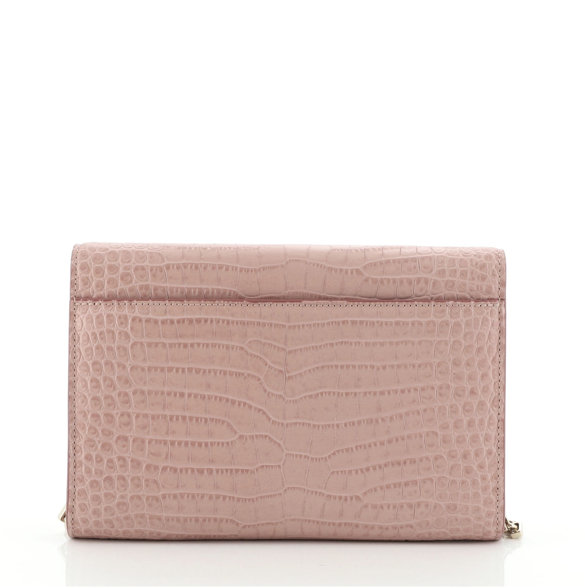 Varenne Chain Clutch Crocodile Embossed Leather