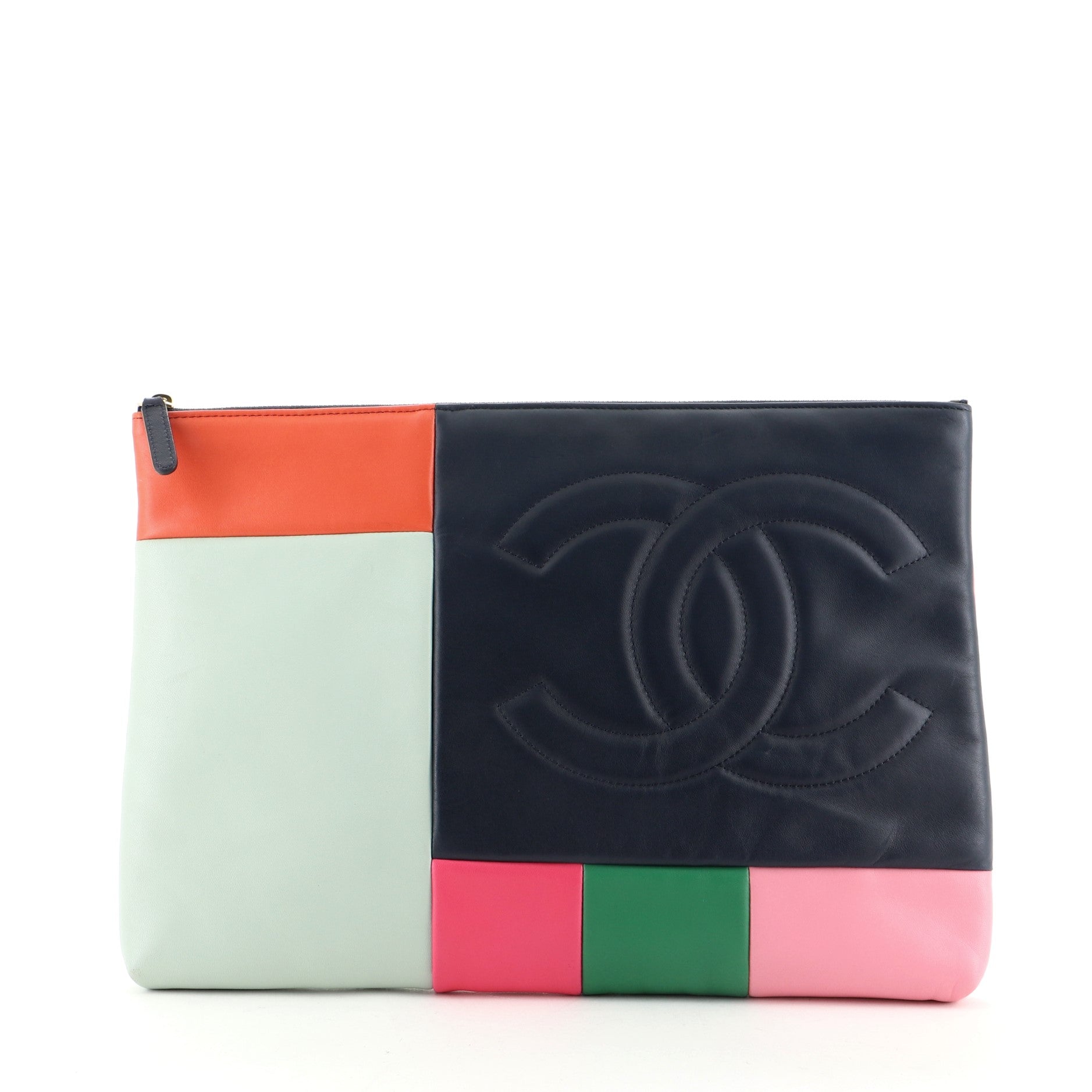 O Case Clutch Colorblock Leather Large