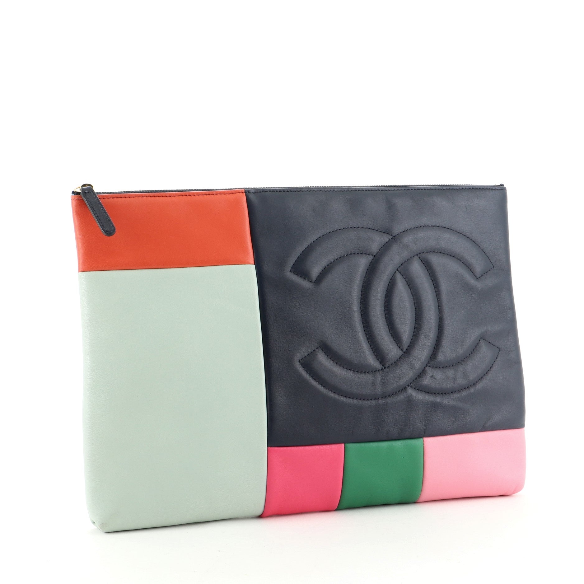 O Case Clutch Colorblock Leather Large