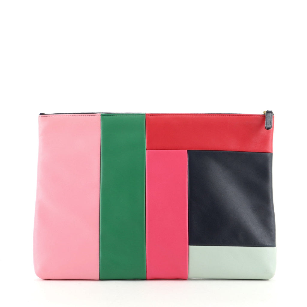 O Case Clutch Colorblock Leather Large