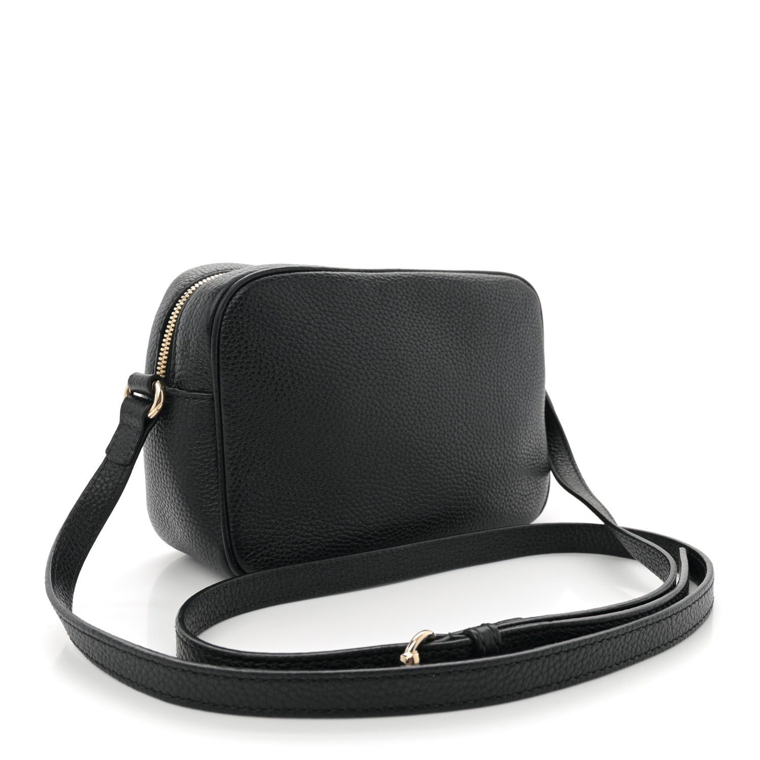 Pebbled Calfskin Small Soho Disco Bag Black