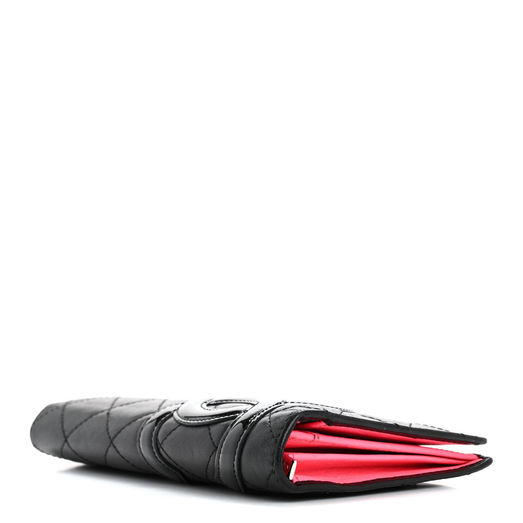 Calfskin Quilted Cambon Yen Wallet Black