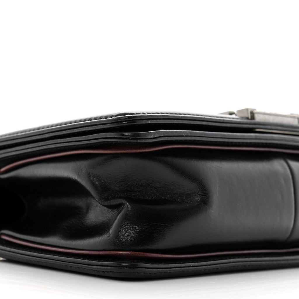 Calfskin Embossed Medium Paris Salzburg Boy Flap Black