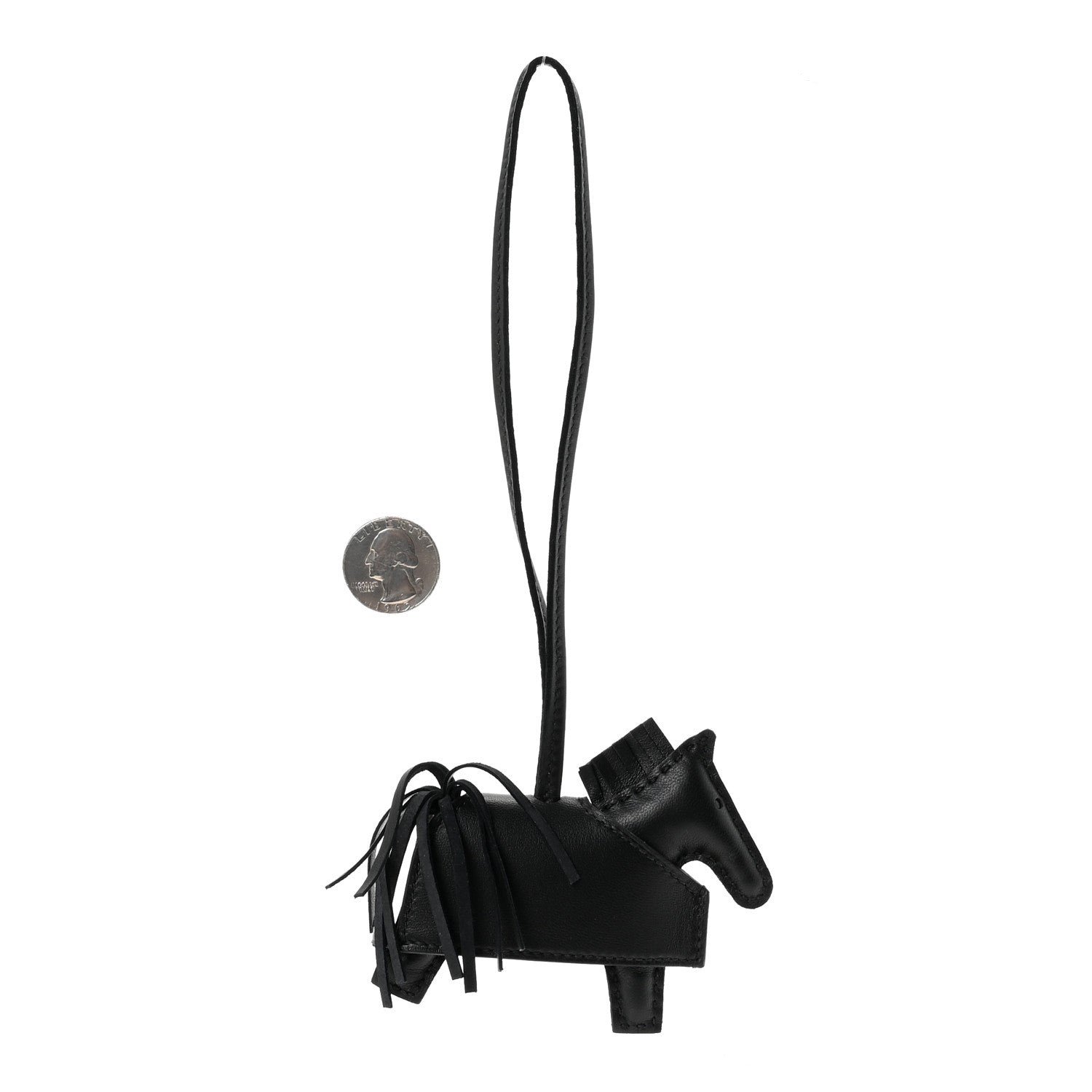 Milo Lambskin Studded Grigri Rodeo Robeo Rock Horse Bag Charm PM Black